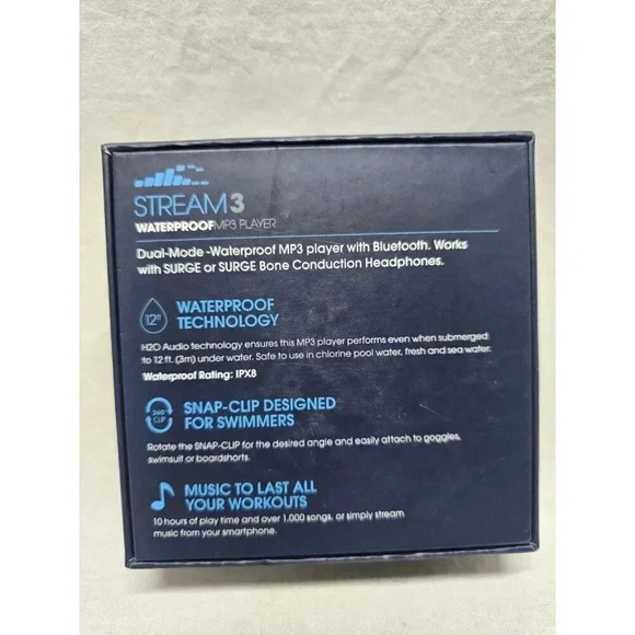H2O Audio Stream 3 Underwater Waterproof MP3 Player with Headphones- New - Picture 2 of 5